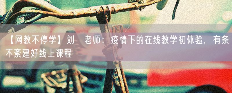 【网教不停学】刘喆老师：疫情下的在线教学初体验，有条不紊建好线上课程